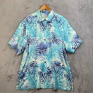 Tommy Bahama Island Zones San Juan Fronds Silk Blend Shirt in Pool Party Blue XL